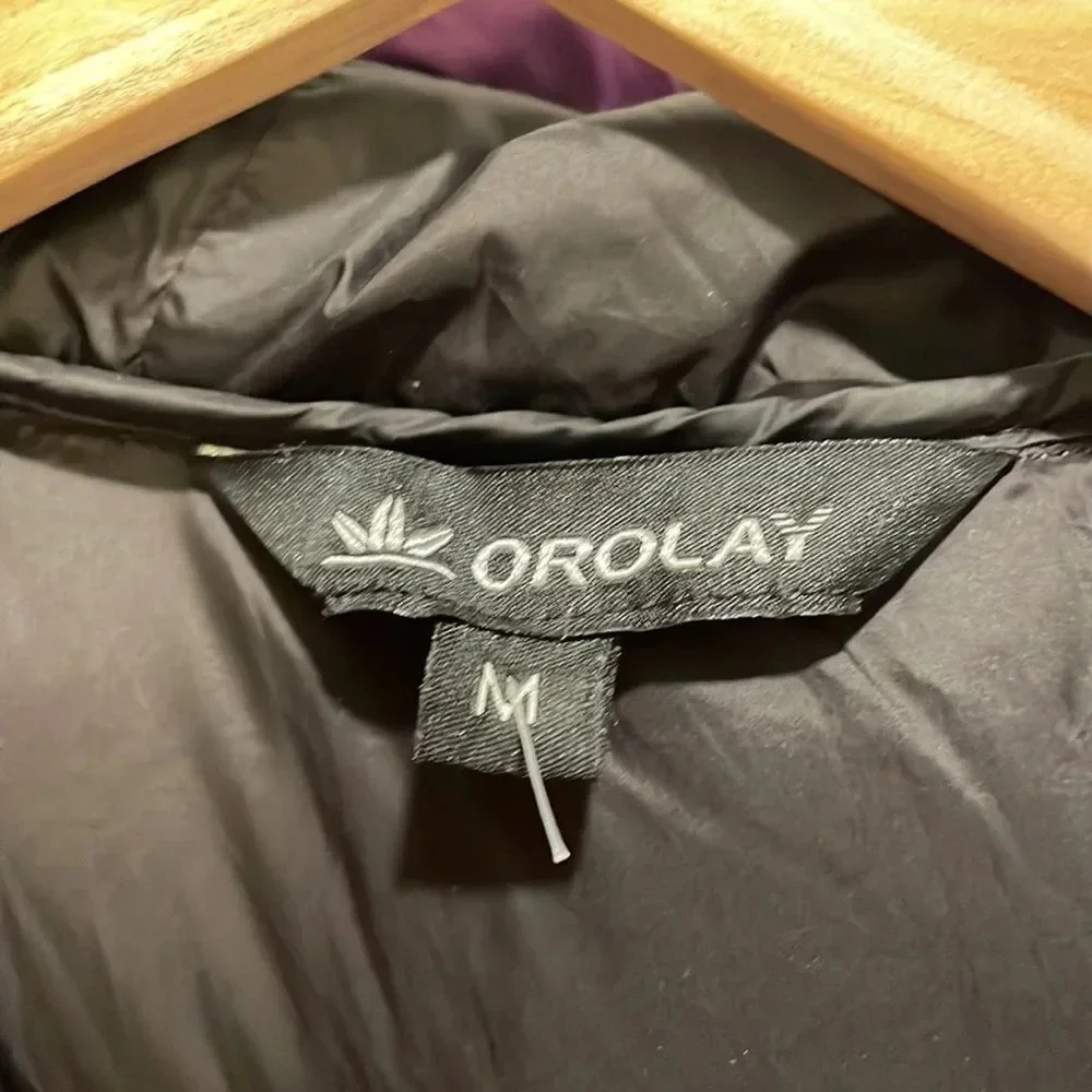 Orolay woman’s bright purple puffer trench jacket